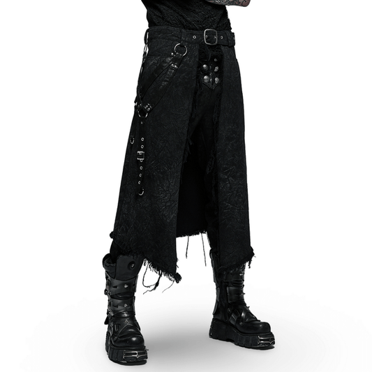 Men's Textured Gothic Kilt with Adjustable Belt