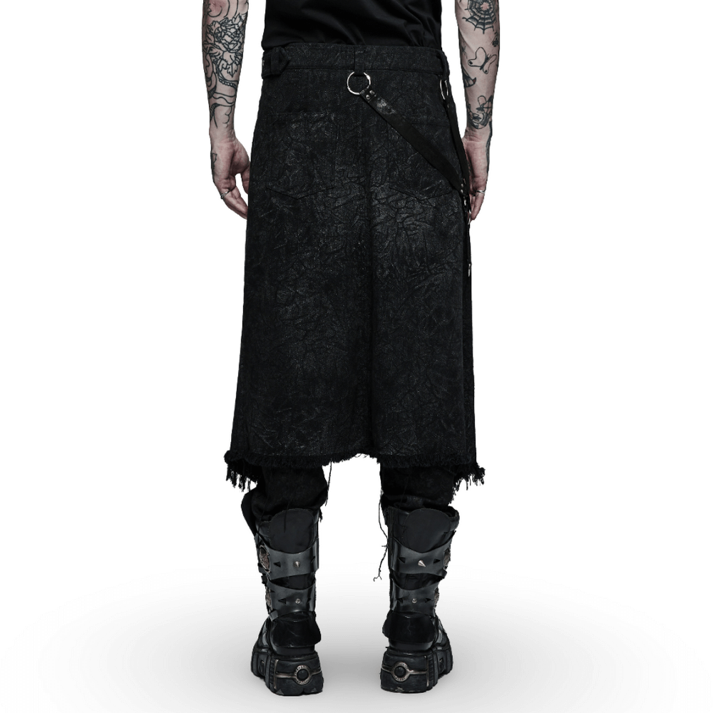 Men's Textured Gothic Kilt with Adjustable Belt