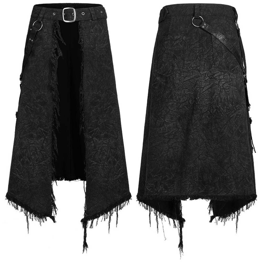 Men's Textured Gothic Kilt with Adjustable Belt