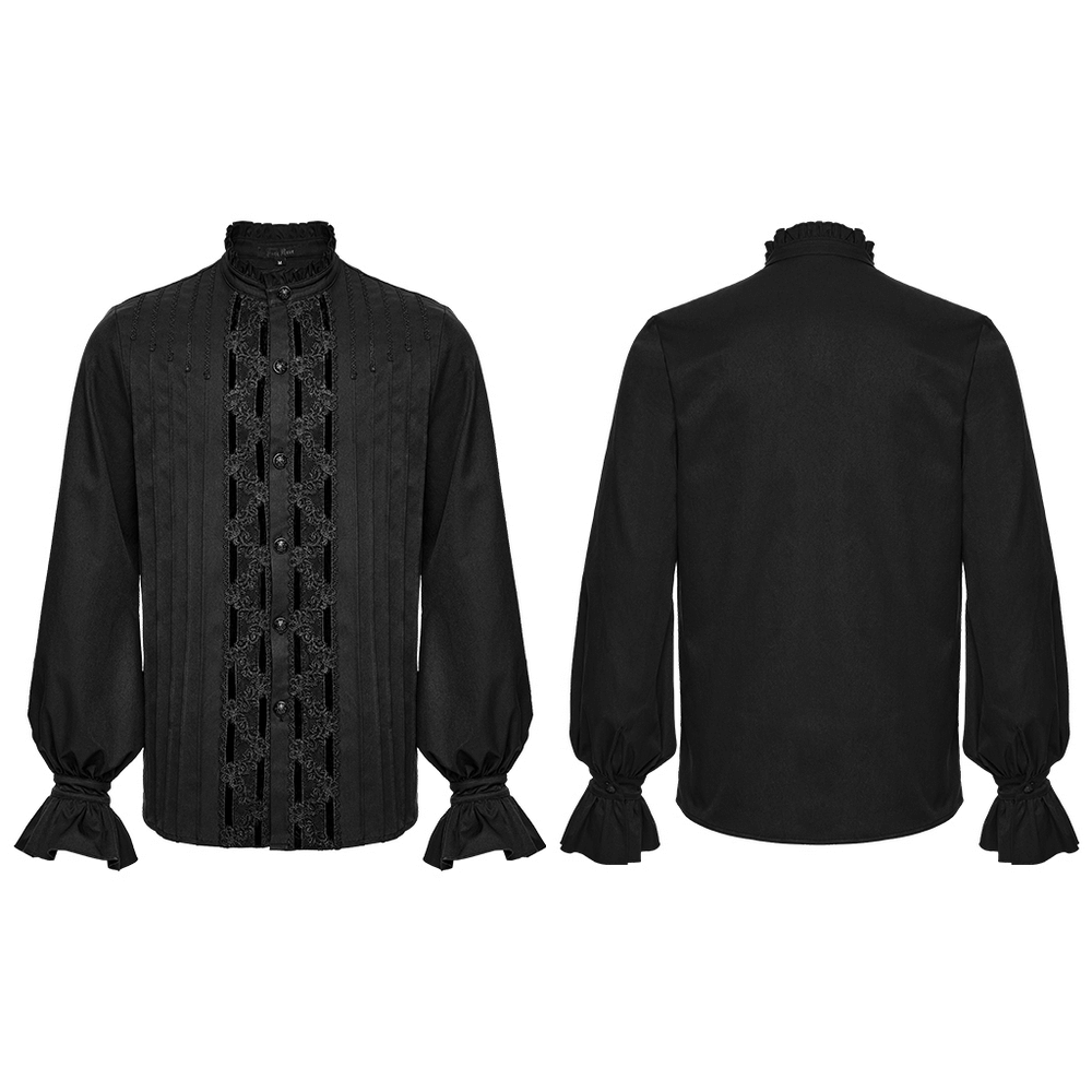 Men's Victorian Long Sleeve Shirt with Lace Details