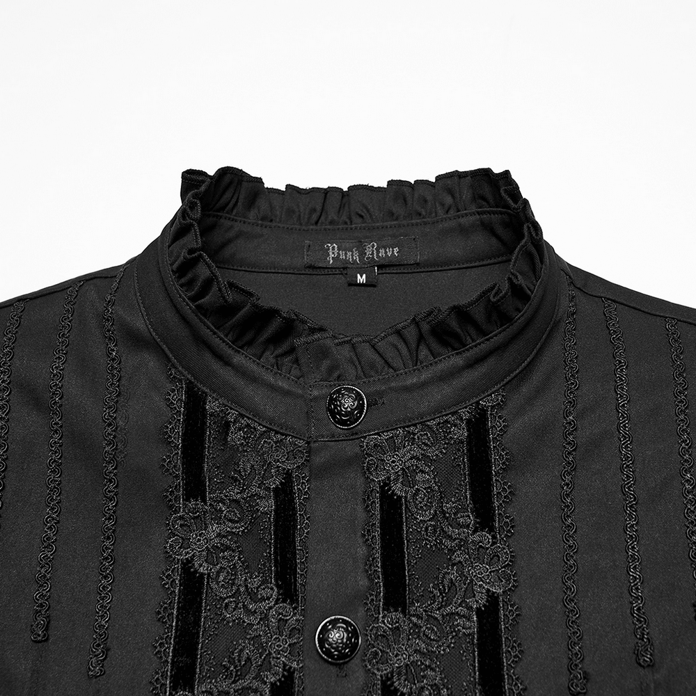 Men's Victorian Long Sleeve Shirt with Lace Details