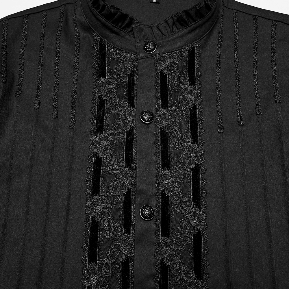 Men's Victorian Long Sleeve Shirt with Lace Details