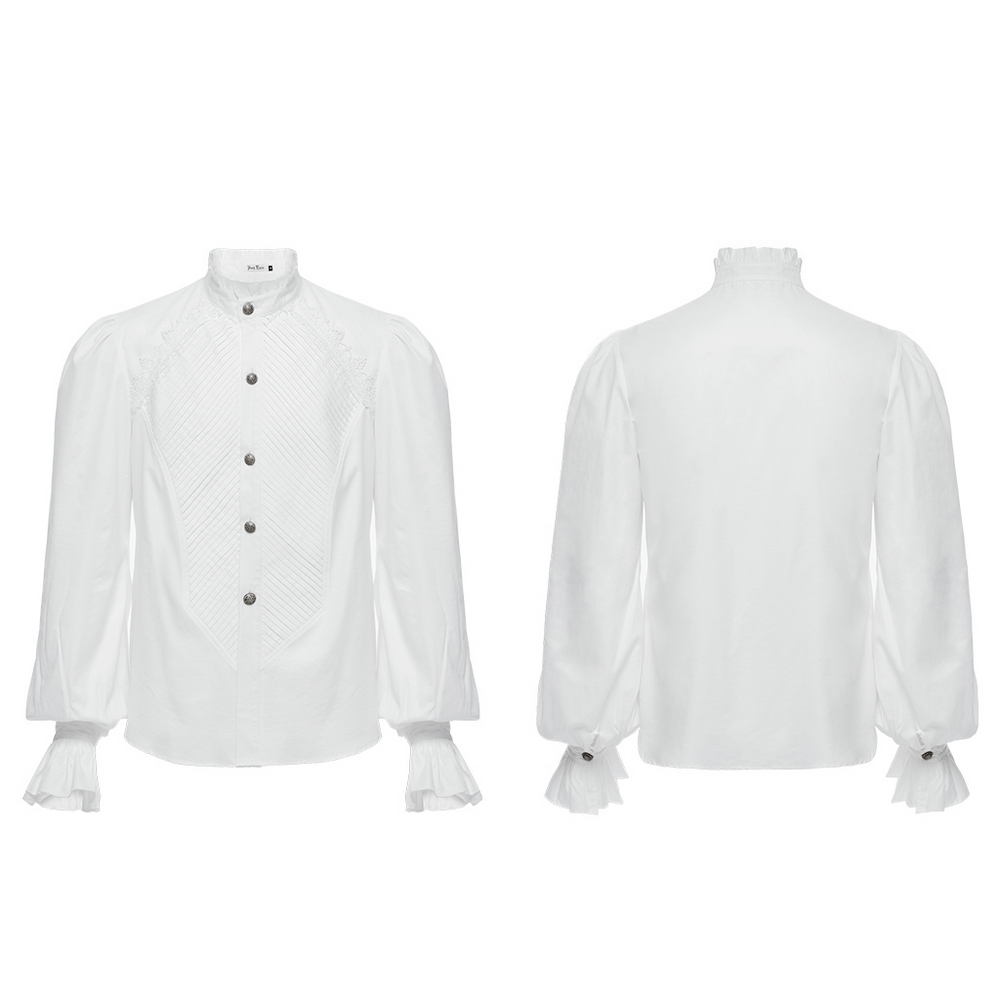 Men's Victorian Shirt with Ruffle Collar and Bubble Sleeves
