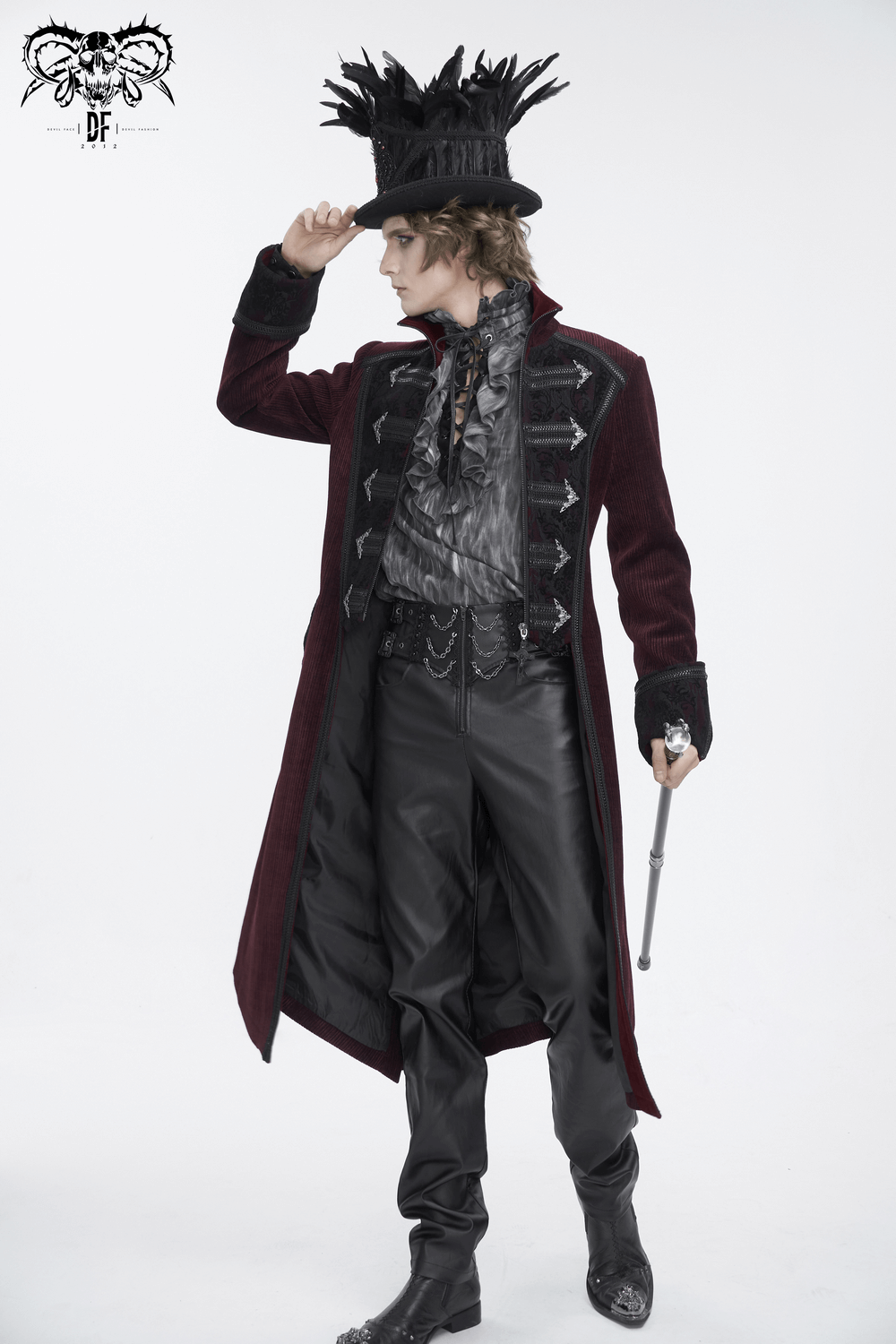 Men's Victorian Tailcoat with Chains with High-Collar