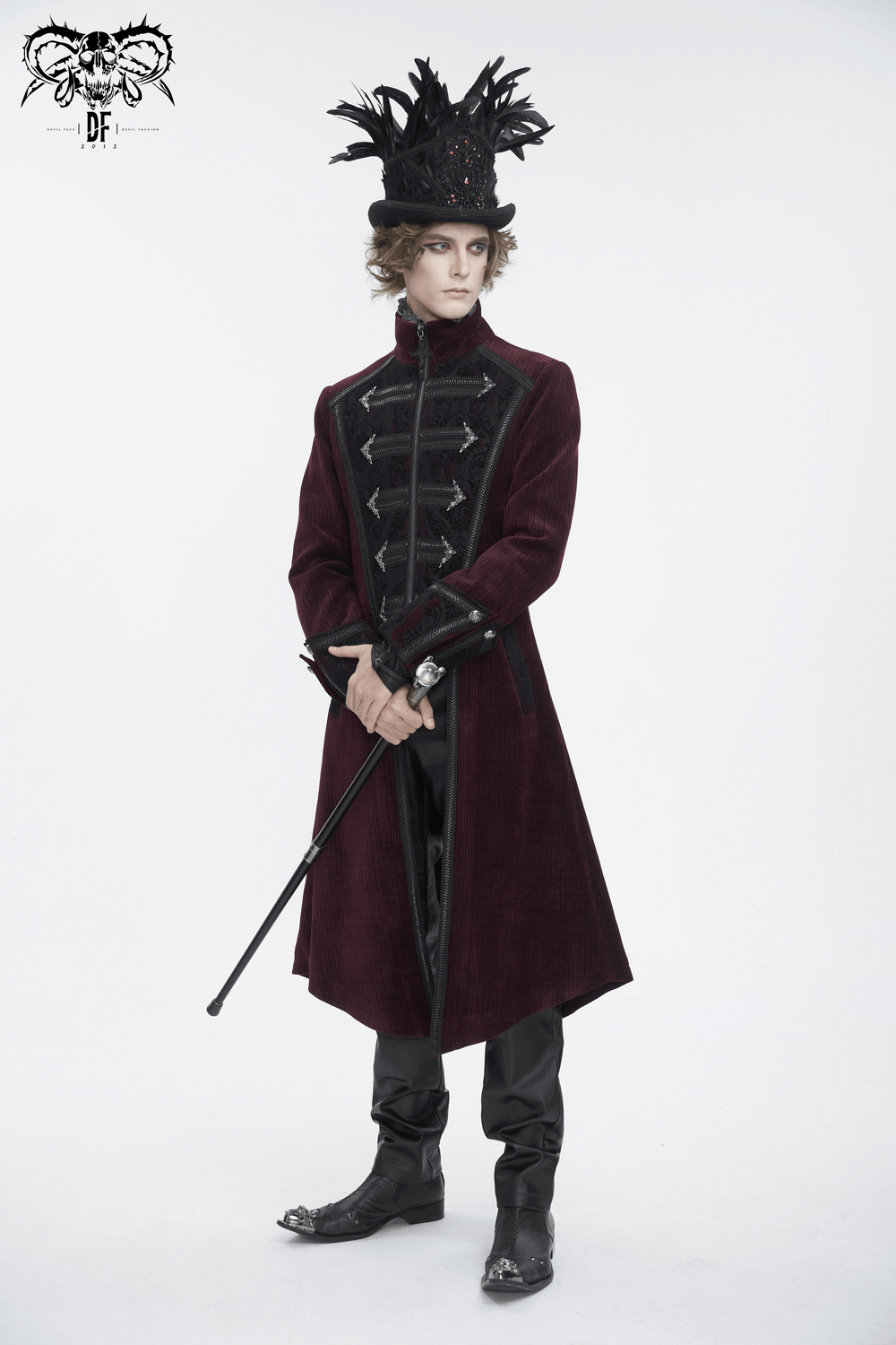 Men's Victorian Tailcoat with Chains with High-Collar