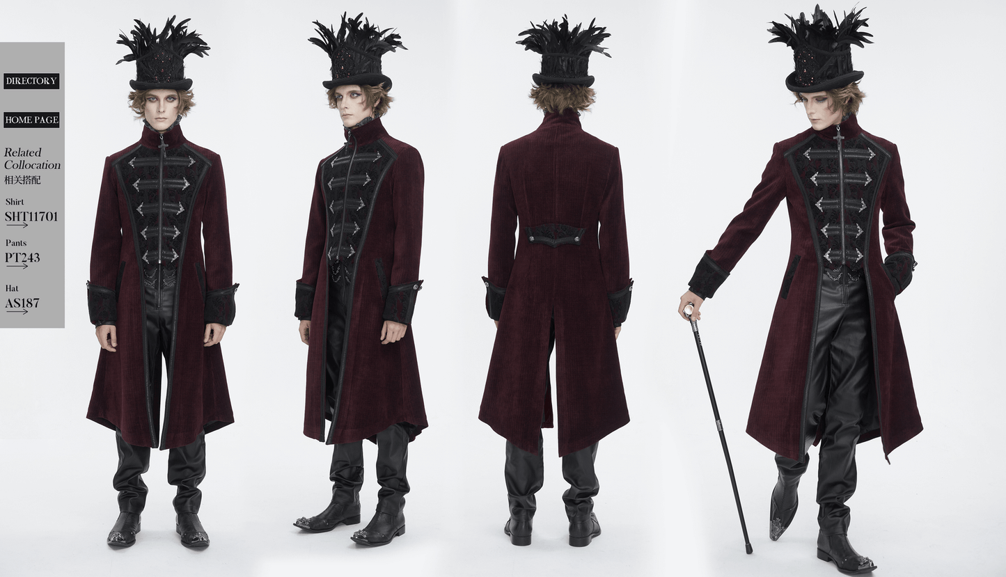 Men's Victorian Tailcoat with Chains with High-Collar