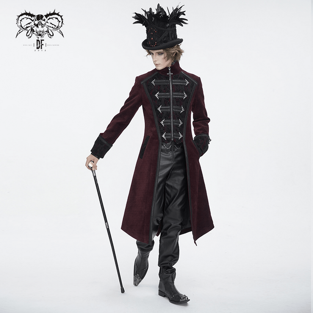 Men's Victorian Tailcoat with Chains with High-Collar