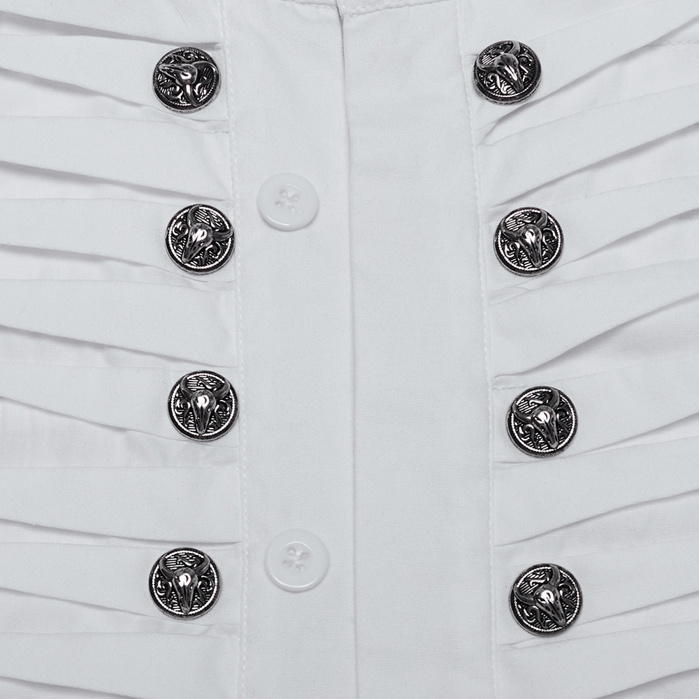 Men's Victorian White Shirt with Button Up and Ruffle