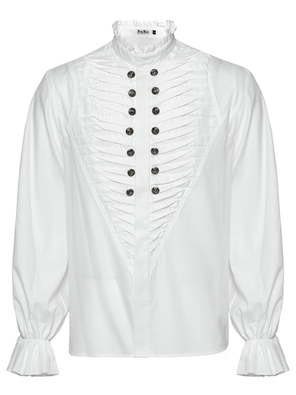 Men's Victorian White Shirt with Button Up and Ruffle