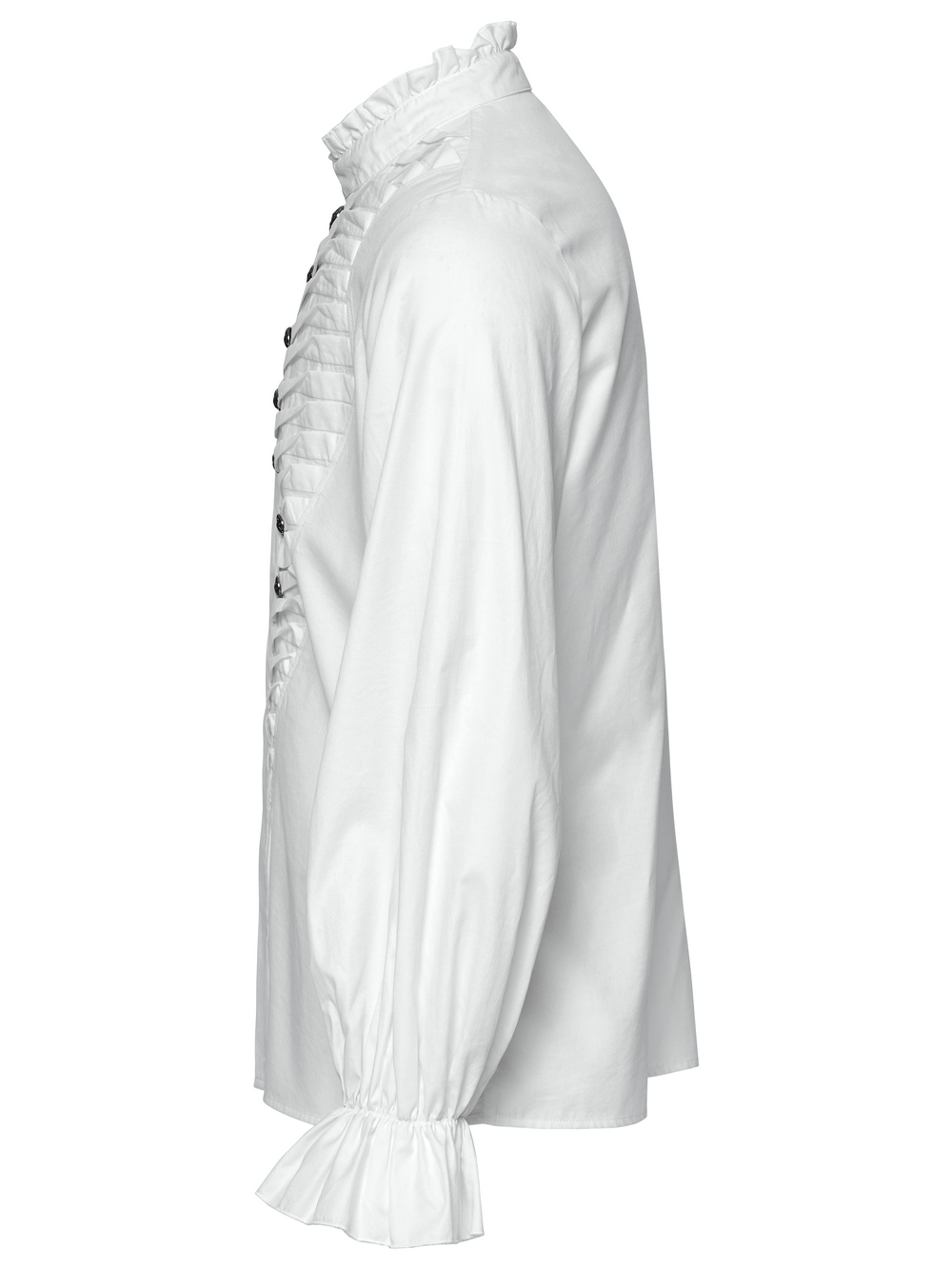 Men's Victorian White Shirt with Button Up and Ruffle