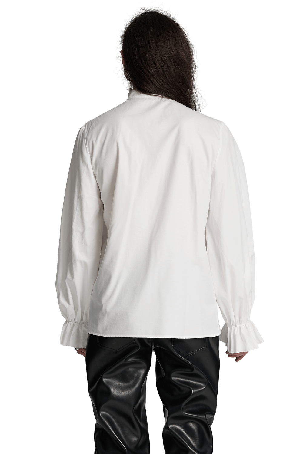 Men's Victorian White Shirt with Button Up and Ruffle