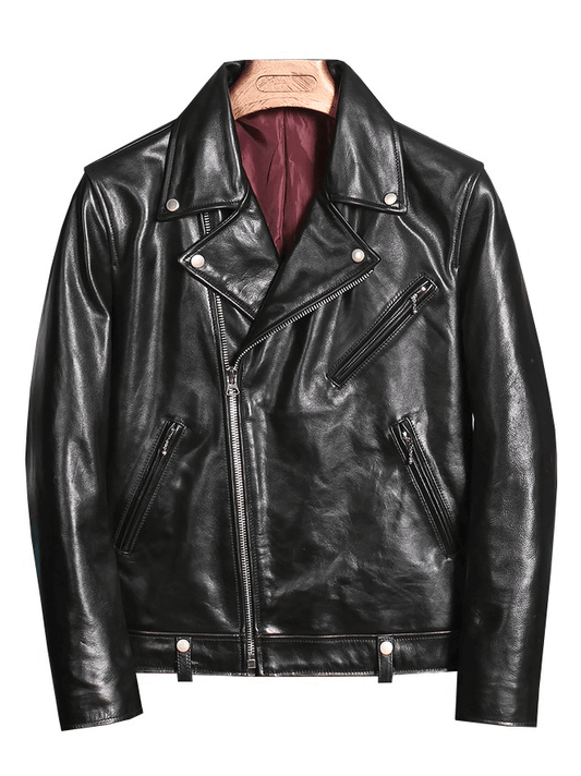 CLEARANCE of Men's Waxed Horsehide Classic Motorcycle Jacket - US