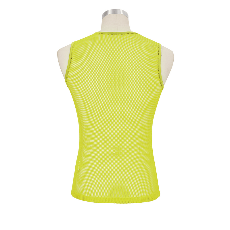 Men's Yellow Sleeveless Mesh Tank Top / Punk Round Neck See-Through T-shirt