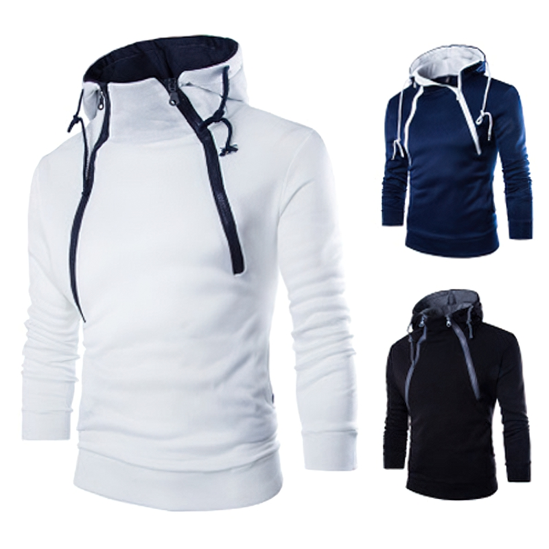 Men's Zipper Hoodies / Casual Solid Color Sweatshirts / Male Alternative Clothing