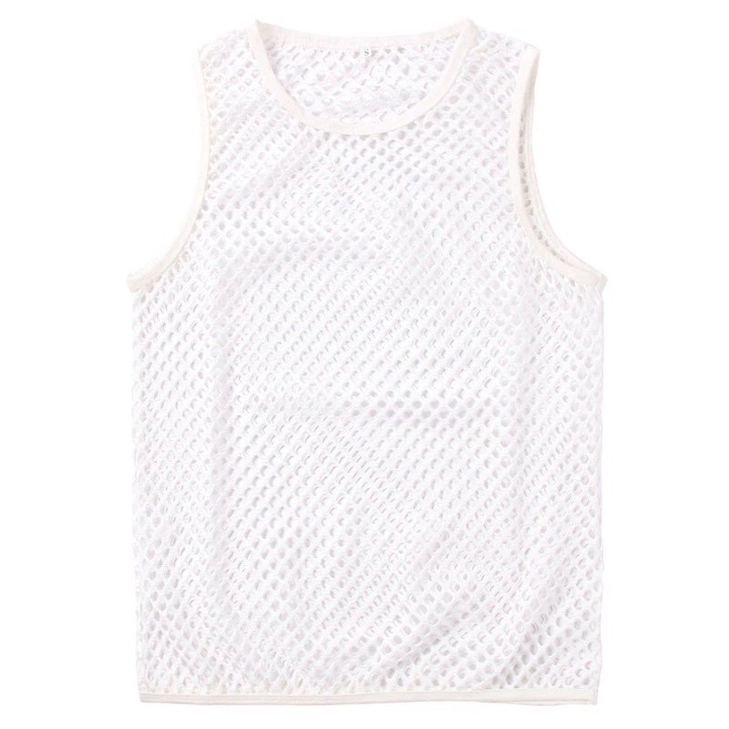 Mesh See-through Fishnet Tanks Tops for Men / Sexy Perspective Sleeveless Fitted Muscle Top