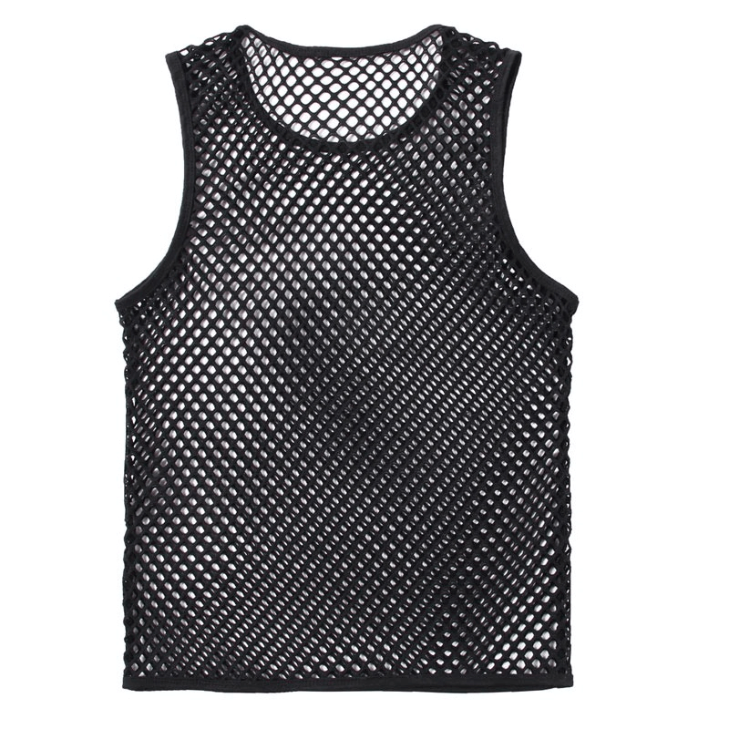 Mesh See-through Fishnet Tanks Tops for Men / Sexy Perspective Sleeveless Fitted Muscle Top