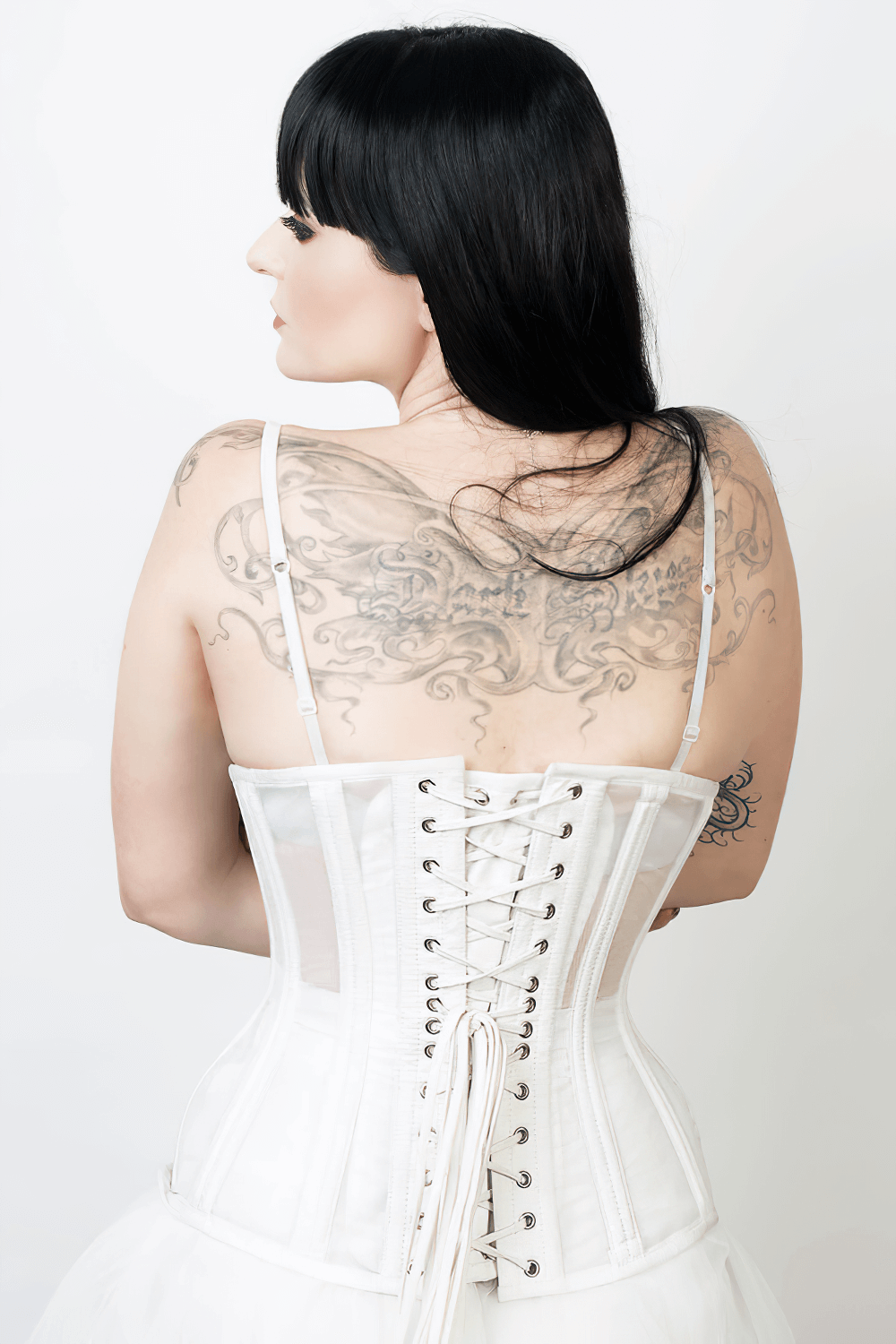 Mesh Waist Training Corset with Steel Boning and Lacing