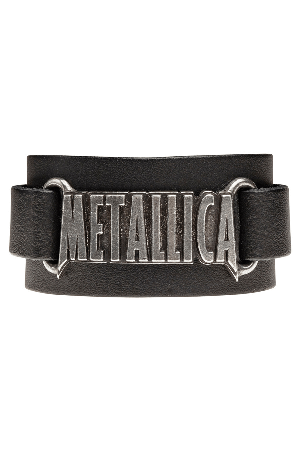 Metallica Logo Black Leather Wrist Strap Bracelet