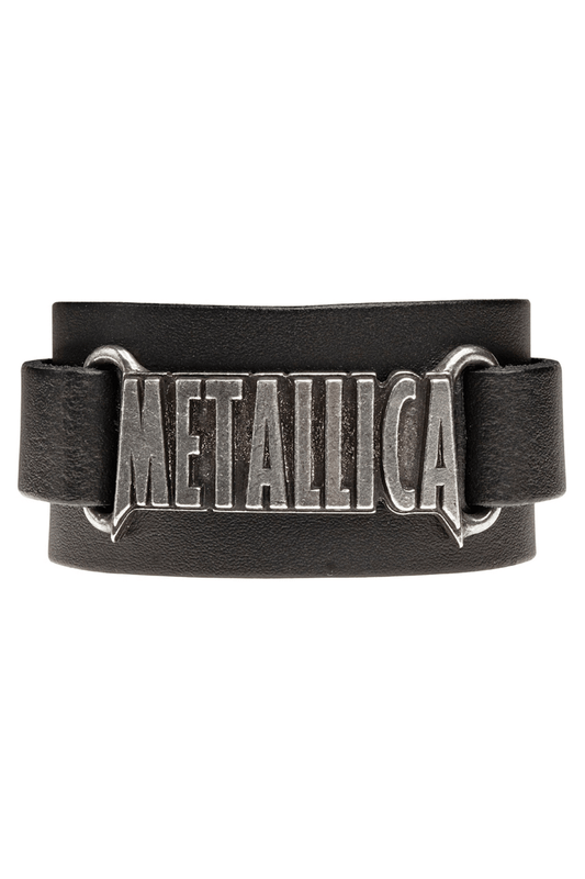 Metallica Logo Black Leather Wrist Strap Bracelet