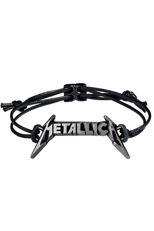 Metallica Logo Bracelet on Adjustable Black Waxed Cord