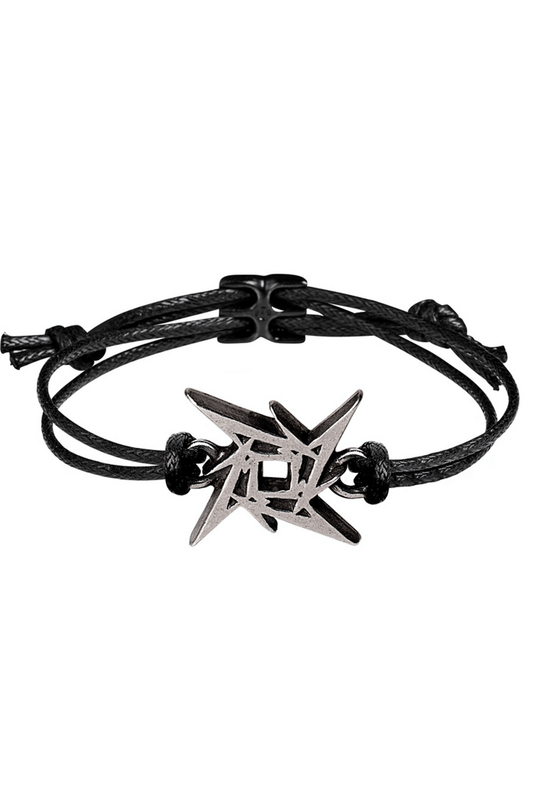 Metallica Ninja Star Pewter Adjustable Cord Bracelet