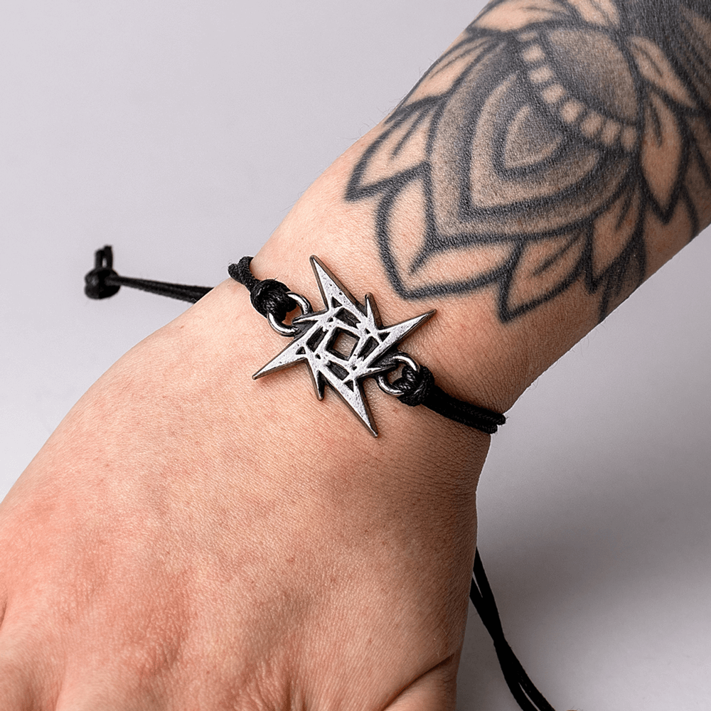 Metallica Ninja Star Pewter Adjustable Cord Bracelet