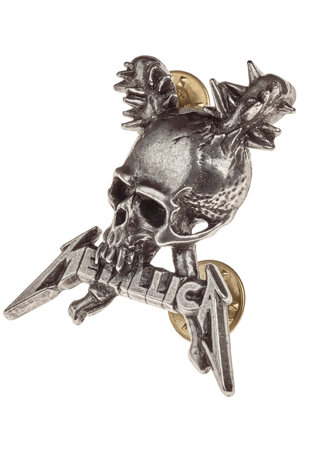 Metallica Skull Pin Badge with Spiked War Clubs Design