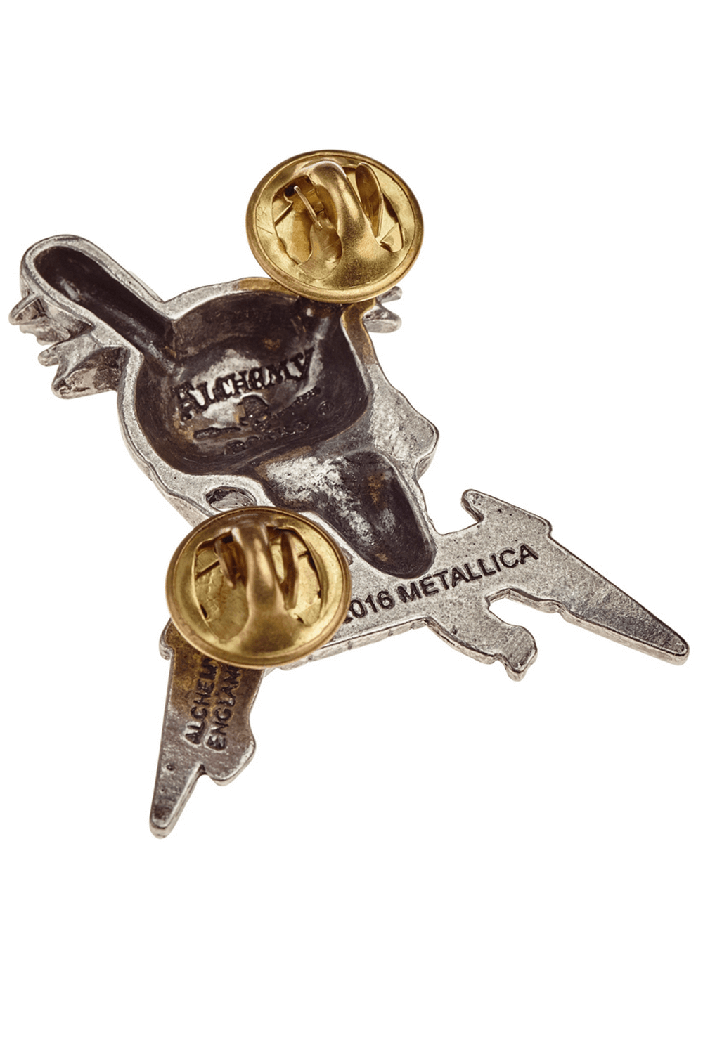 Metallica Skull Pin Badge with Spiked War Clubs Design