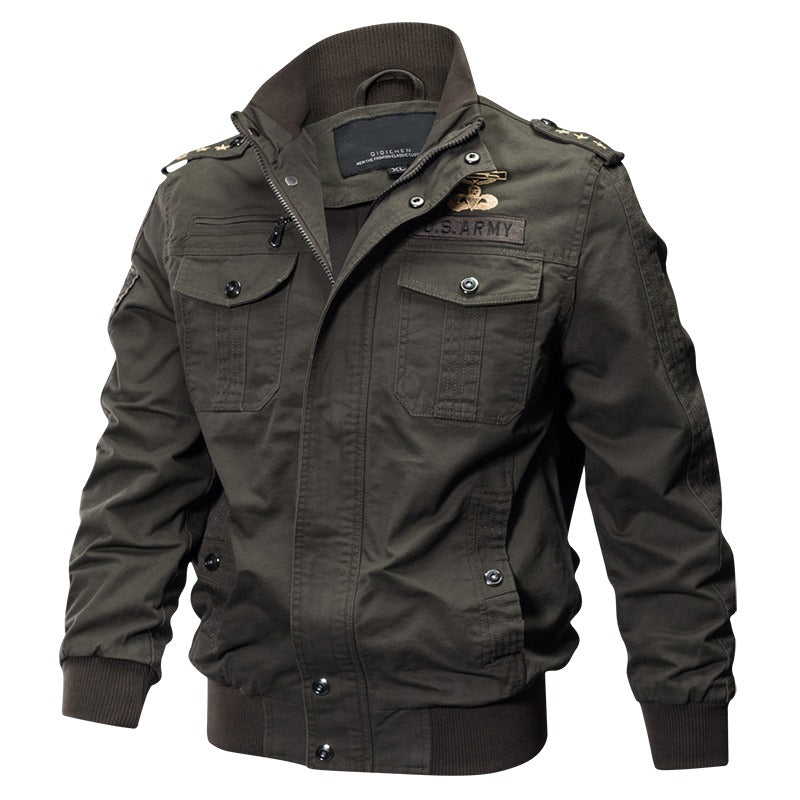 Military Air Force Jacket for Men / US Army Men Cotton Pilot Bomber Jacket Black
