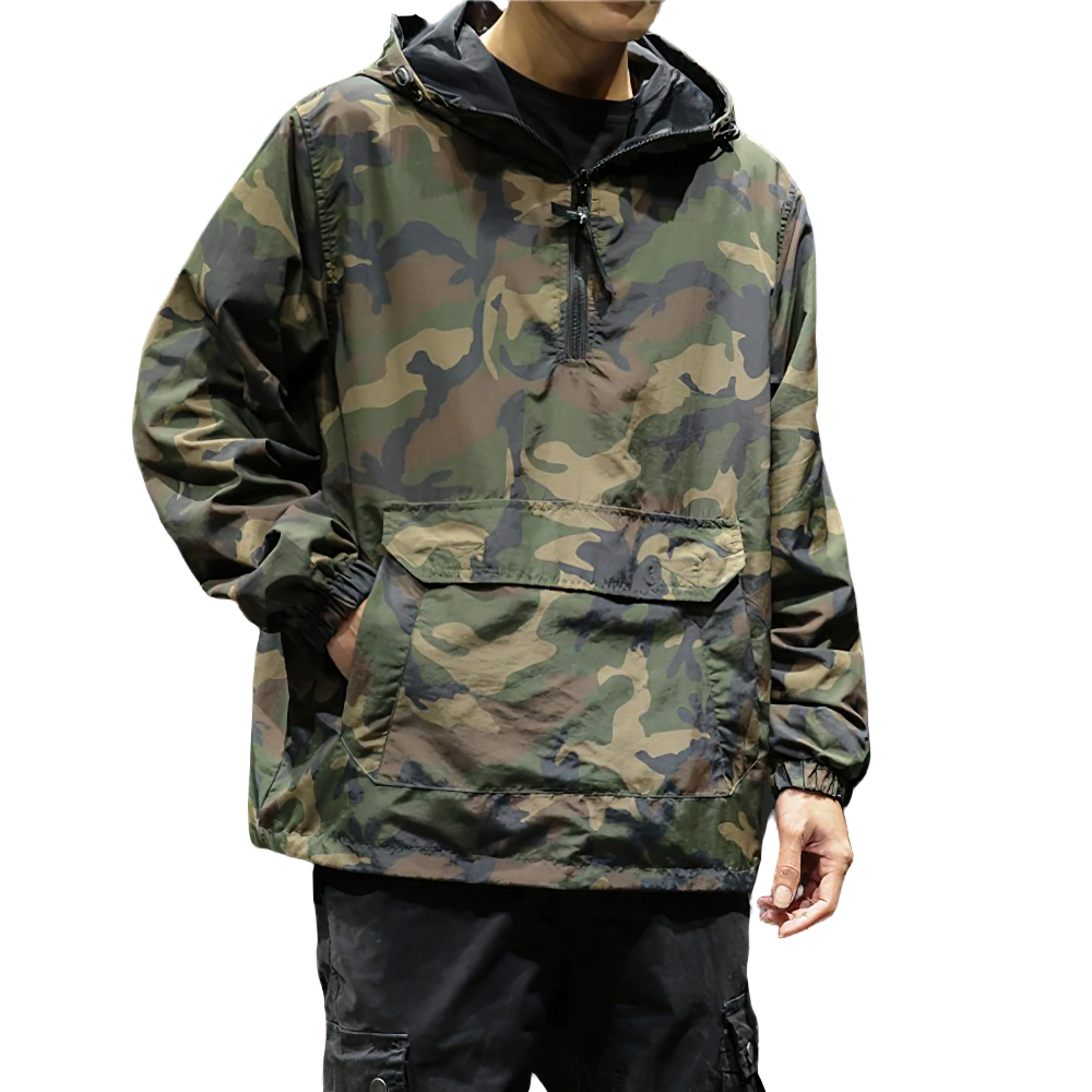 Military Camouflage Sweatshirt with Hood for Men / Fashion Loose Wear On Both Sides Clothes