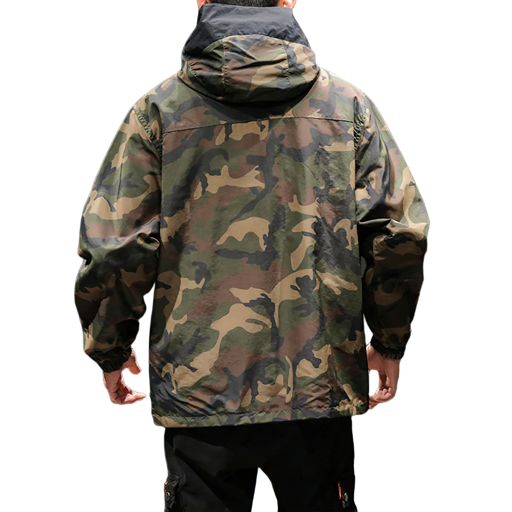 Military Camouflage Sweatshirt with Hood for Men / Fashion Loose Wear On Both Sides Clothes