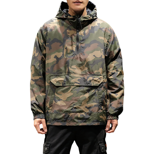 Military Camouflage Sweatshirt with Hood for Men / Fashion Loose Wear On Both Sides Clothes