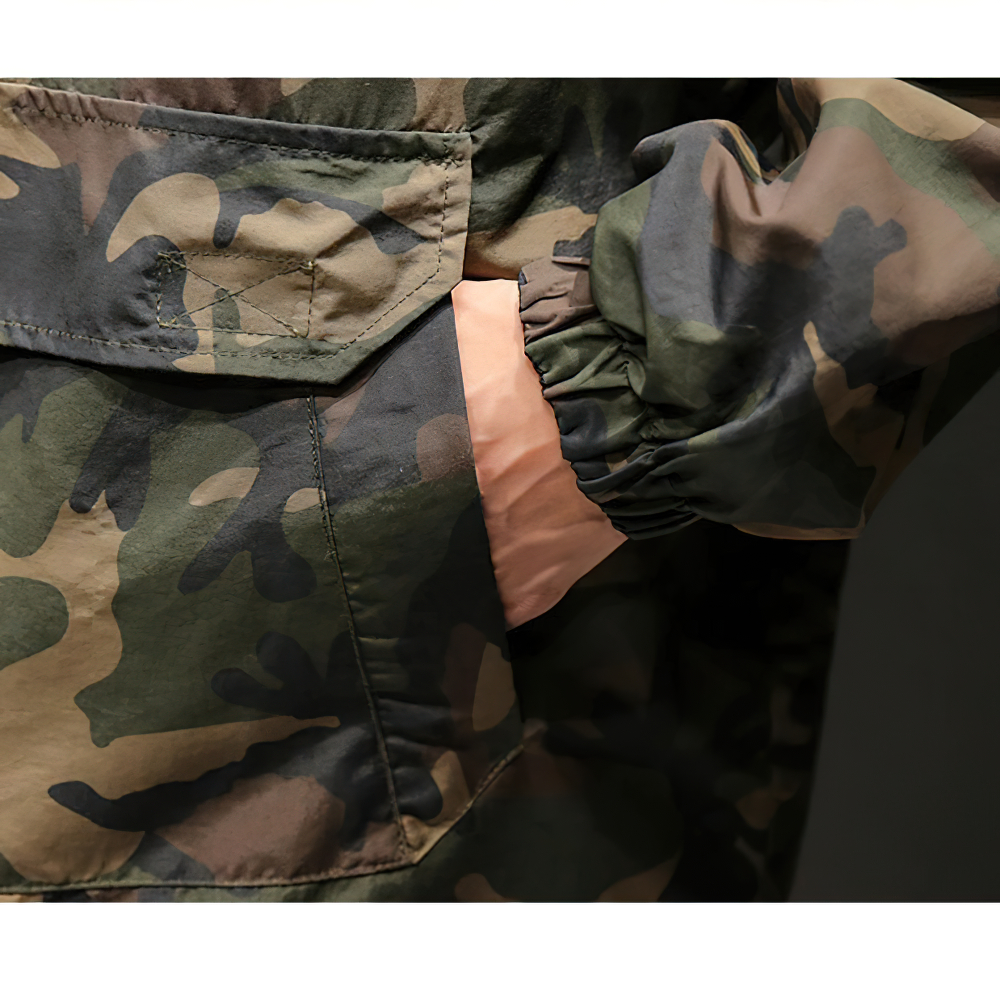 Military Camouflage Sweatshirt with Hood for Men / Fashion Loose Wear On Both Sides Clothes