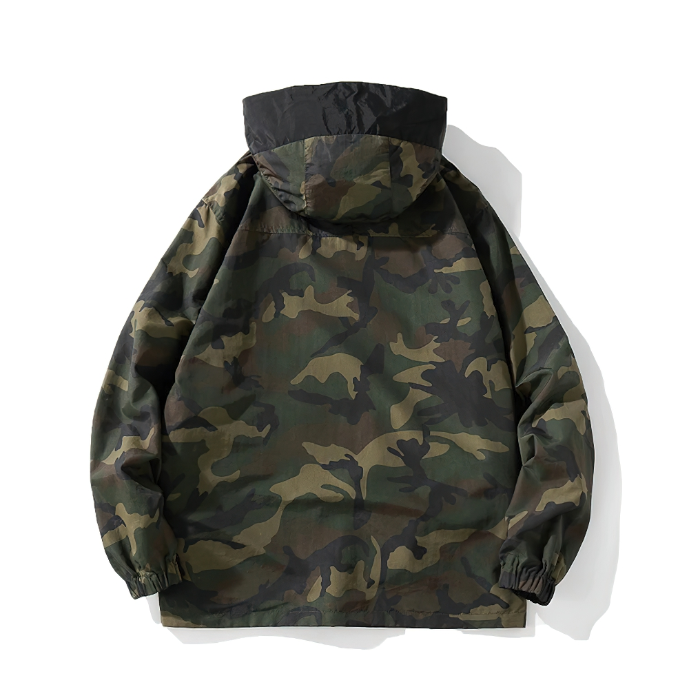 Military Camouflage Sweatshirt with Hood for Men / Fashion Loose Wear On Both Sides Clothes