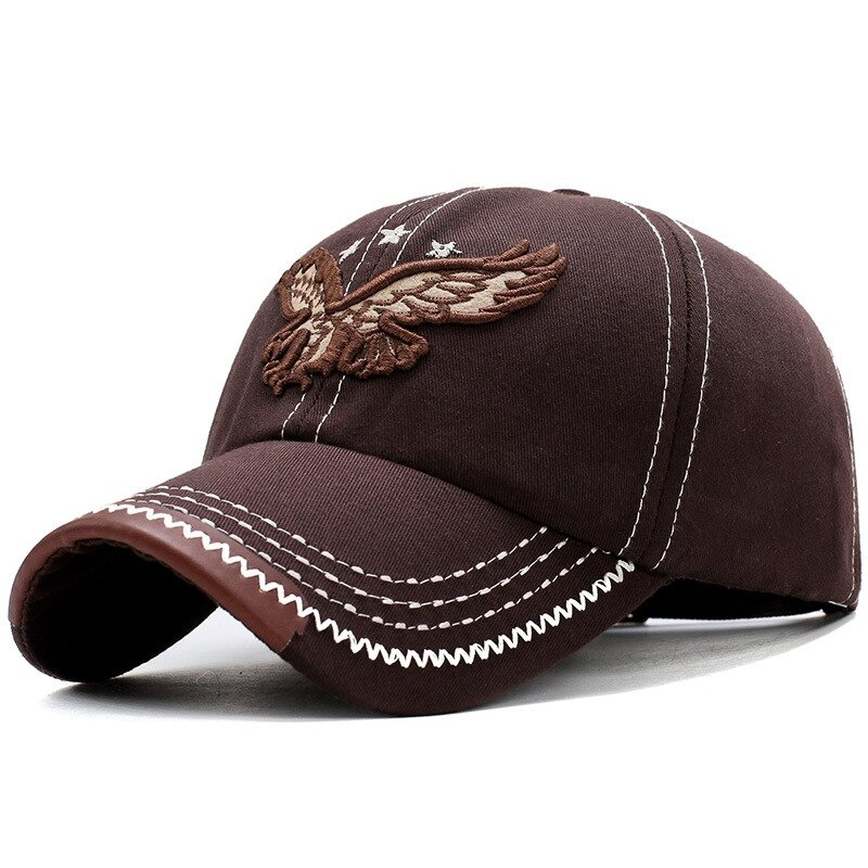 Military Cap with Embroidery 3D Eagle / Cotton Hat with Strapback / Rock Style Hat for Women and Men