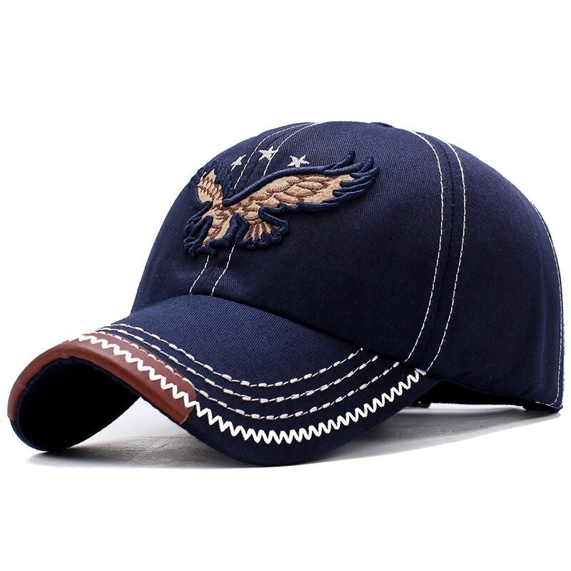 Military Cap with Embroidery 3D Eagle / Cotton Hat with Strapback / Rock Style Hat for Women and Men