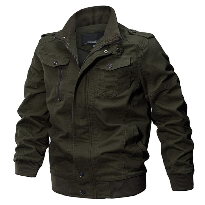 Military Men's Cotton Jacket on Zipper / Demi-season Turn-down Collar Casual Jacket