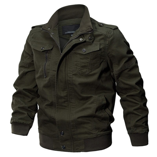 Military Men's Cotton Jacket on Zipper / Demi-season Turn-down Collar Casual Jacket