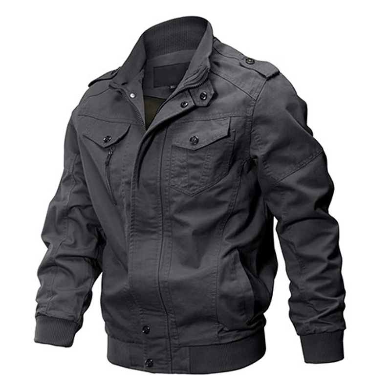 Military Men's Cotton Jacket on Zipper / Demi-season Turn-down Collar Casual Jacket