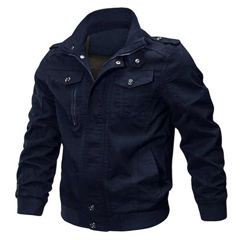 Military Men's Cotton Jacket on Zipper / Demi-season Turn-down Collar Casual Jacket