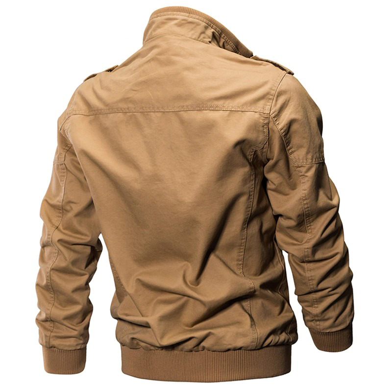 Military Men's Cotton Jacket on Zipper / Demi-season Turn-down Collar Casual Jacket