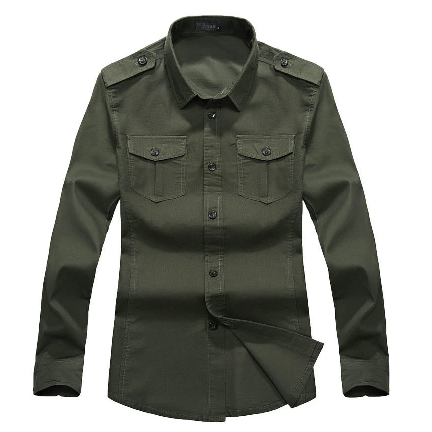 Military Slim Fit Long Sleeve Men's Shirt / Alternative Fashion Casual Shirt