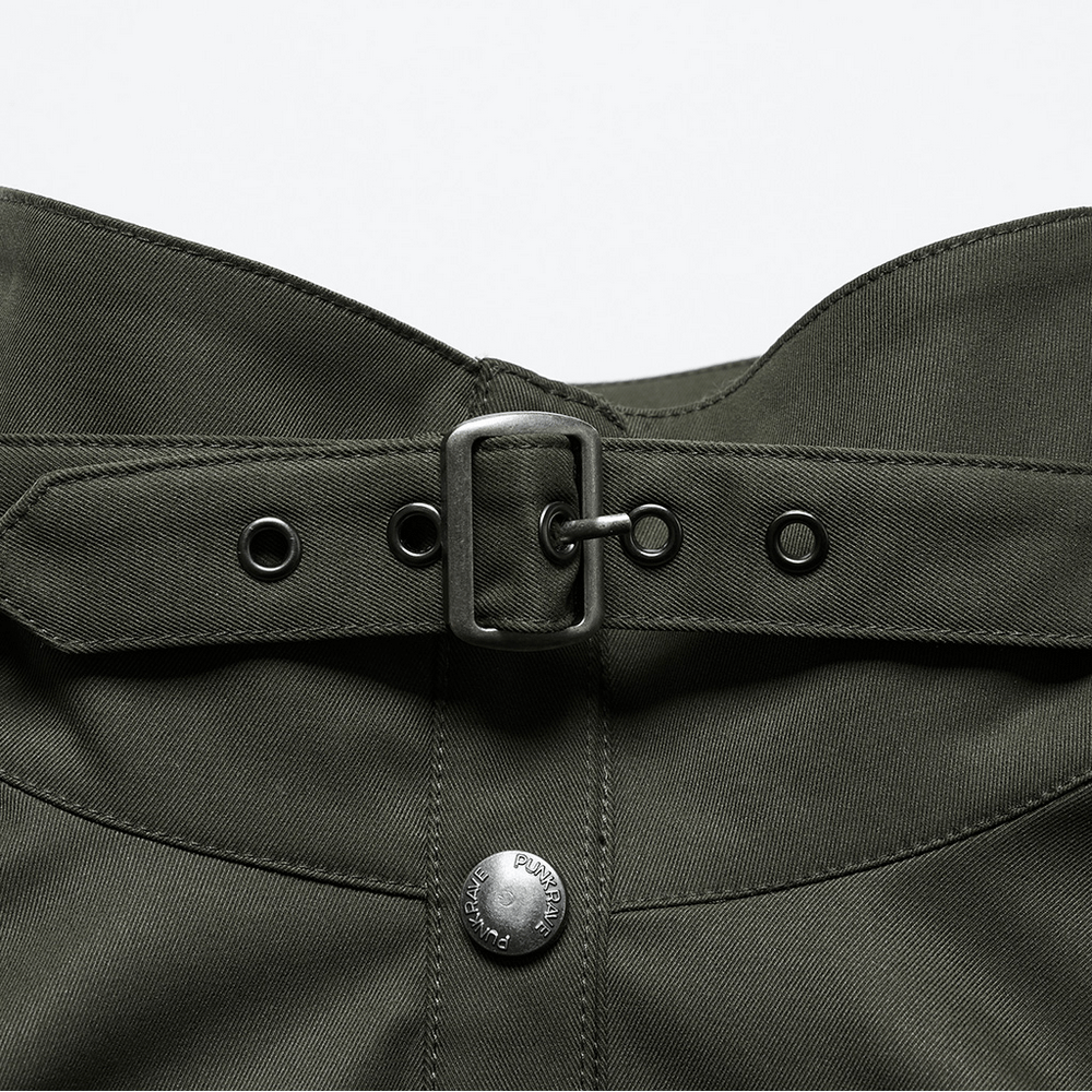 Military Style Short Jacket with Distressed Rivets