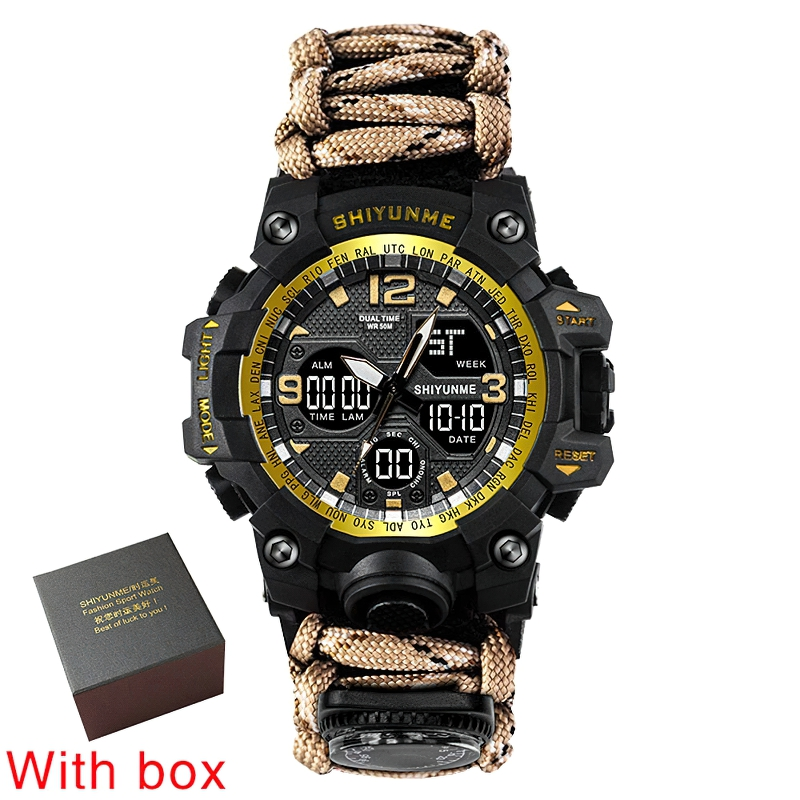 Military Waterproof Digital Watch With Compass For Men / Accessories For Outdoor Survival