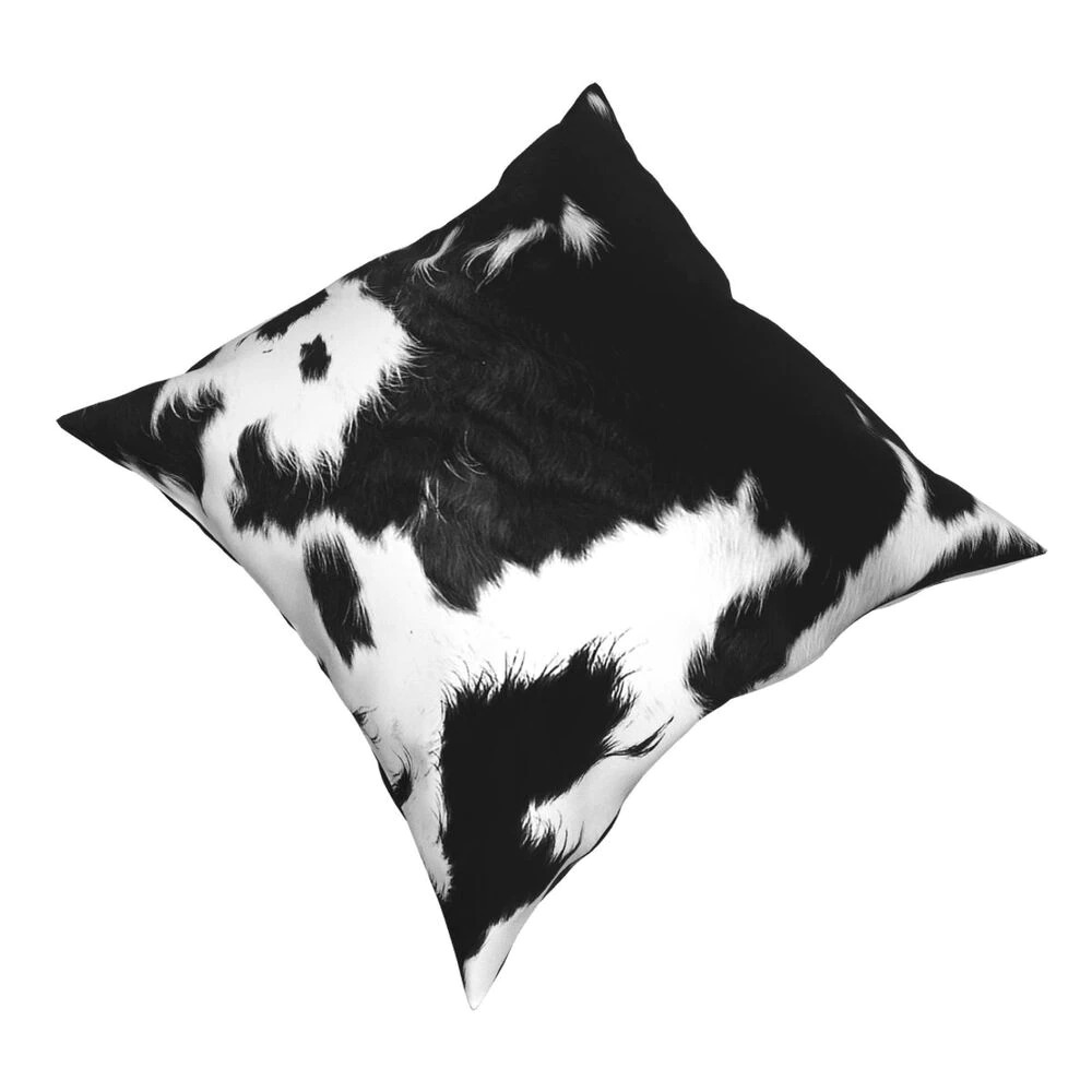 Modern Cowhide Polyester Pillow in black and white colour / Home Decor with Cow Animal Fur
