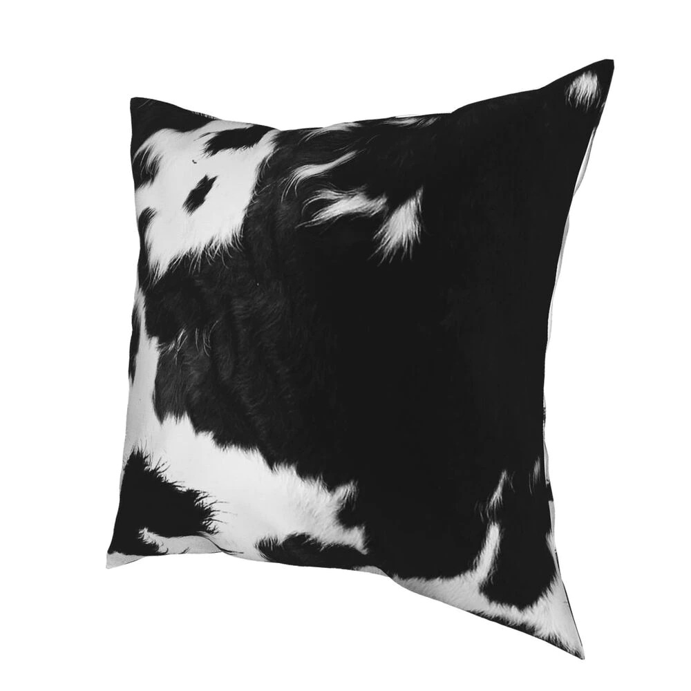 Modern Cowhide Polyester Pillow in black and white colour / Home Decor with Cow Animal Fur