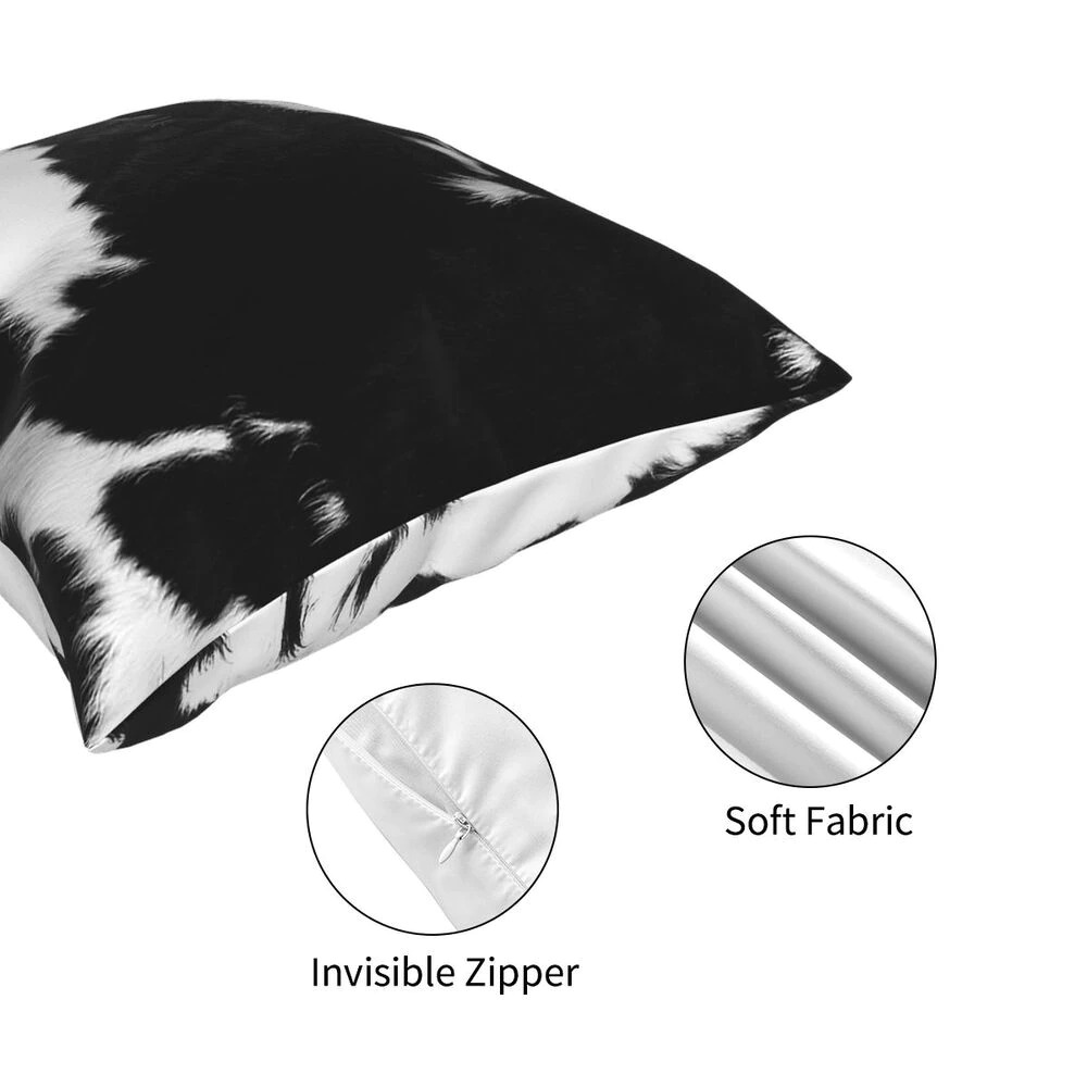 Modern Cowhide Polyester Pillow in black and white colour / Home Decor with Cow Animal Fur