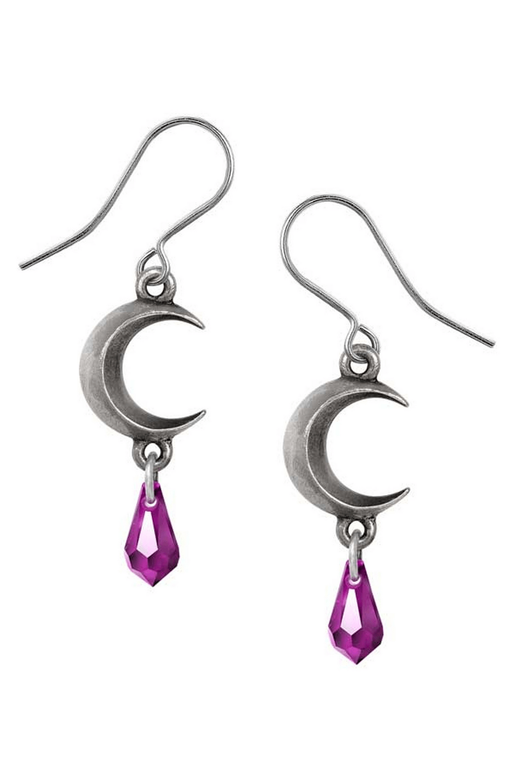 Moon Amethyst Earrings with Austrian Crystal Drop