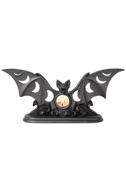 Moon Phases Bat Tea Light Candle Holder for Gothic Decor