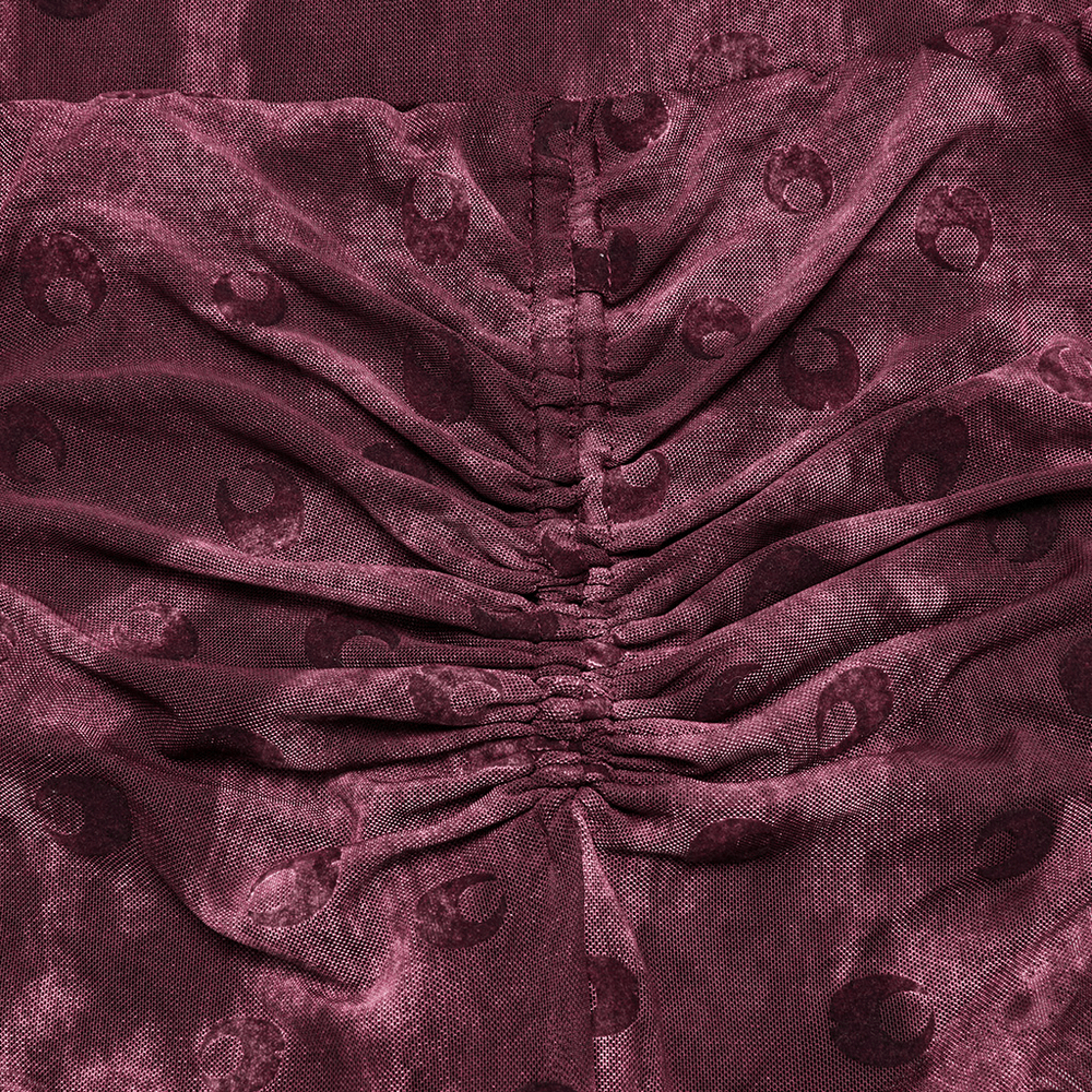 Moon Printed Mesh Flare Pants with Crescent Embroidery